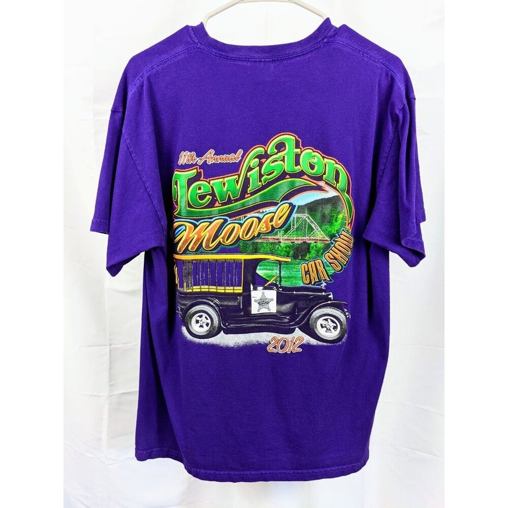 Lewiston Moose 2012 CA Classic Car Show T-Shirt Mens LARGE Short Sleeve Purple
